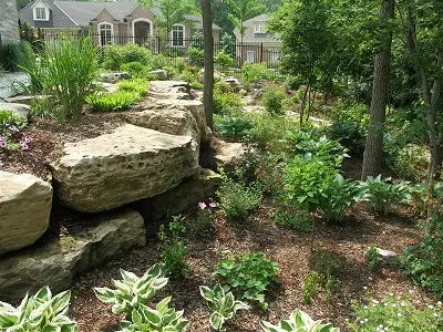 garden with armor stone wall