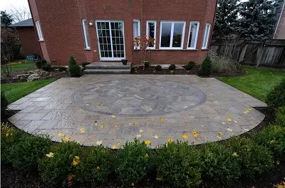 stone patio backyard